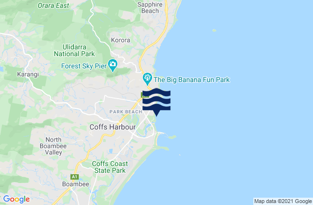 Park Beach, Australiaの潮見表地図