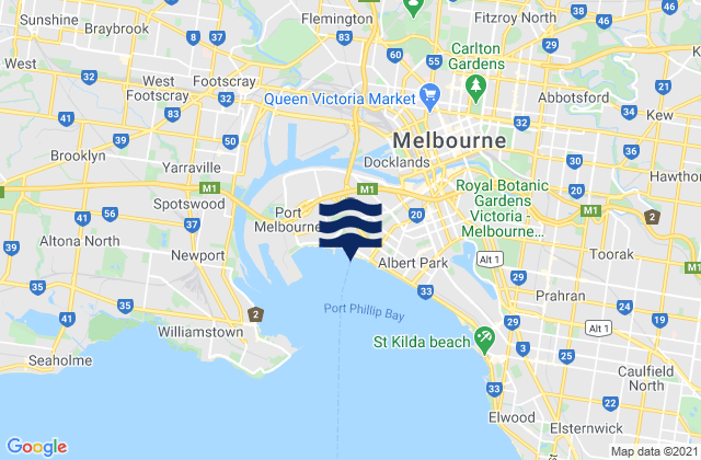 Parkville, Australiaの潮見表地図
