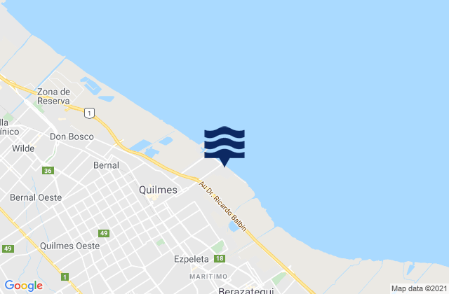 Partido de Quilmes, Argentinaの潮見表地図