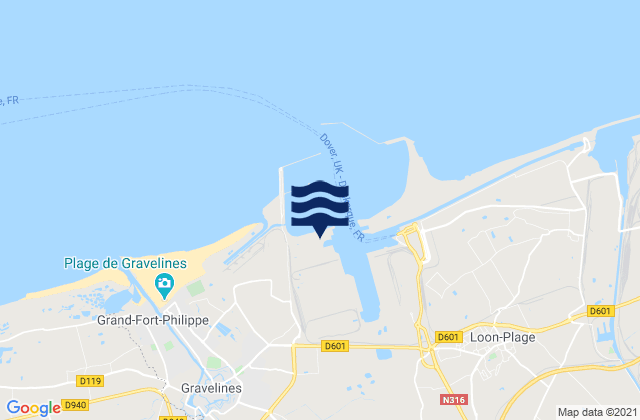 Pas-de-Calais, Franceの潮見表地図