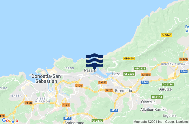 Pasaia, Spainの潮見表地図