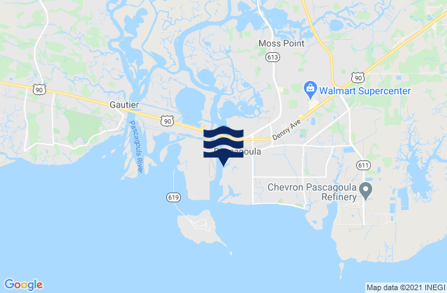 Pascagoula, United Statesの潮見表地図