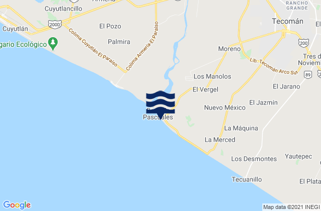 Pascuales, Mexicoの潮見表地図