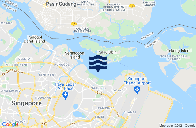 Pasir Ris Beach, Singaporeの潮見表地図