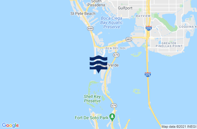 Pass-a-Grille Beach Boca Ciega Bay, United Statesの潮見表地図