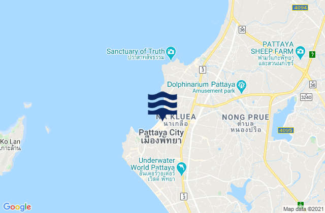 Pattaya, Thailandの潮見表地図