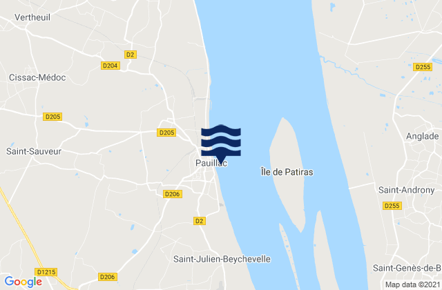 Pauillac (Gironde River), Franceの潮見表地図