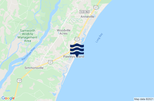 Pawleys Island Pier (ocean), United Statesの潮見表地図