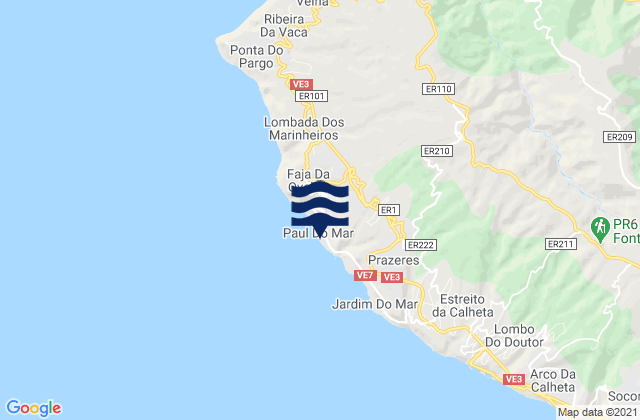 Paúl do Mar, Portugalの潮見表地図