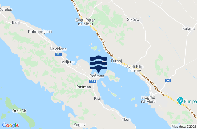 Pašman, Croatiaの潮見表地図