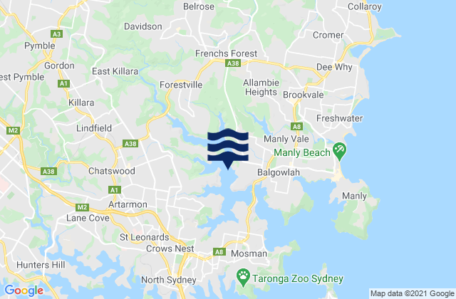 Peach Tree Bay, Australiaの潮見表地図