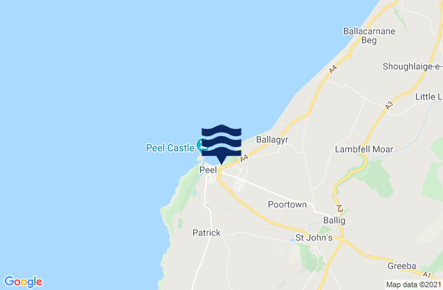 Peel, Isle of Manの潮見表地図