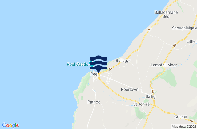 Peel, Isle of Manの潮見表地図