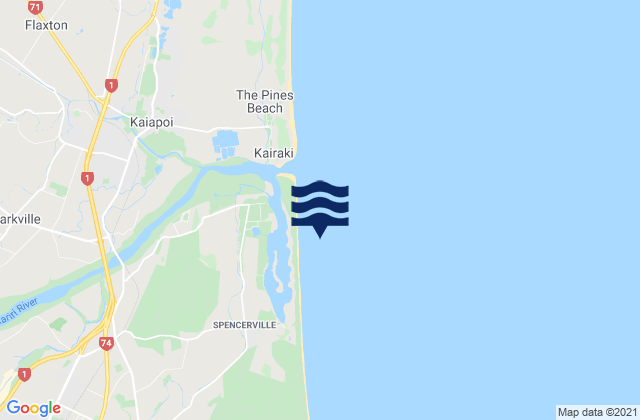 Pegasus Bay, New Zealandの潮見表地図