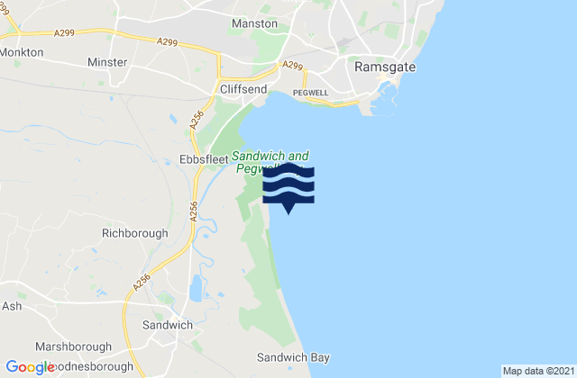 Pegwell Bay, United Kingdomの潮見表地図