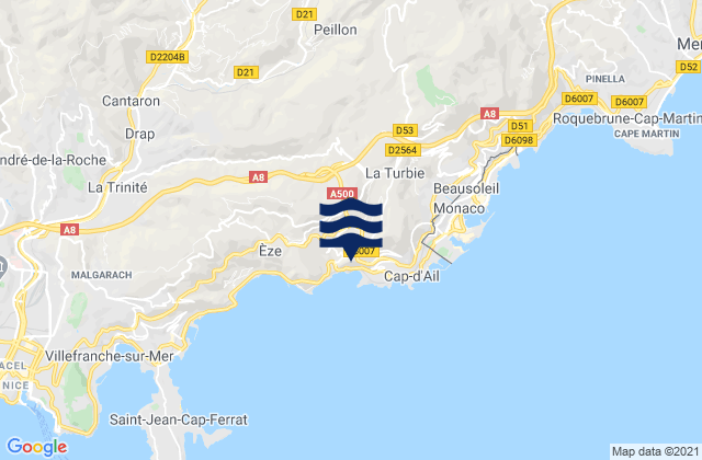 Peillon, Franceの潮見表地図