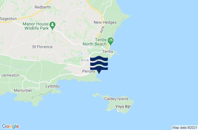 Penally Beach, United Kingdomの潮見表地図