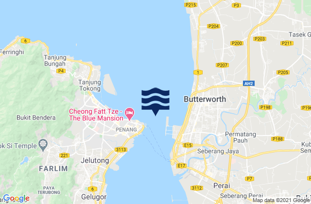 Penang Harbour, Malaysiaの潮見表地図