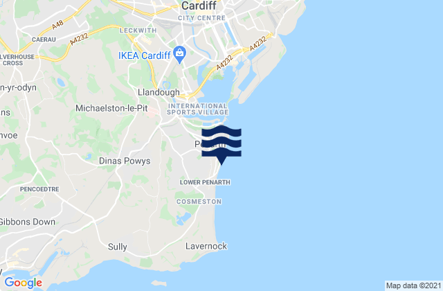 Penarth Beach, United Kingdomの潮見表地図
