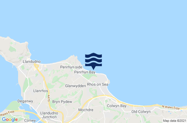 Penrhyn Bay Beach, United Kingdomの潮見表地図
