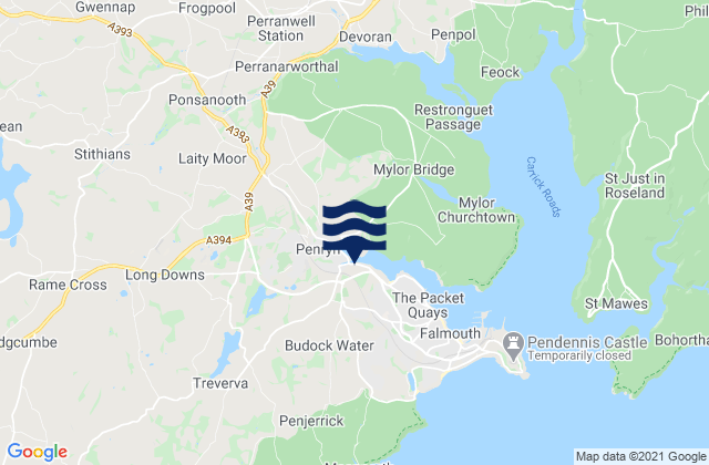 Penryn, United Kingdomの潮見表地図