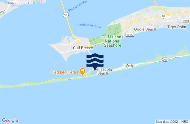 Pensacola Beach, United Statesの潮見表地図