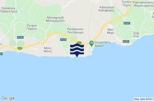 Pentákomo, Cyprusの潮見表地図