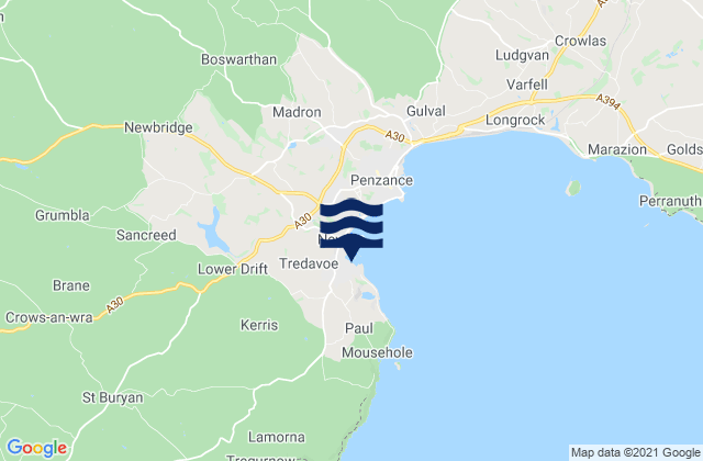 Penzance (Newlyn), United Kingdomの潮見表地図