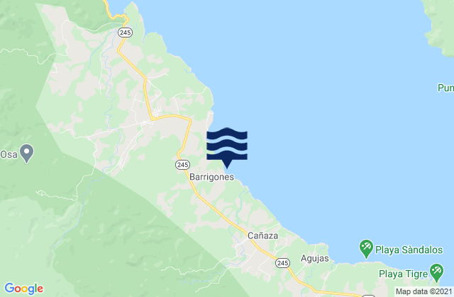 Península de Osa, Costa Ricaの潮見表地図