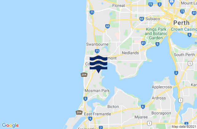 Peppermint Grove, Australiaの潮見表地図