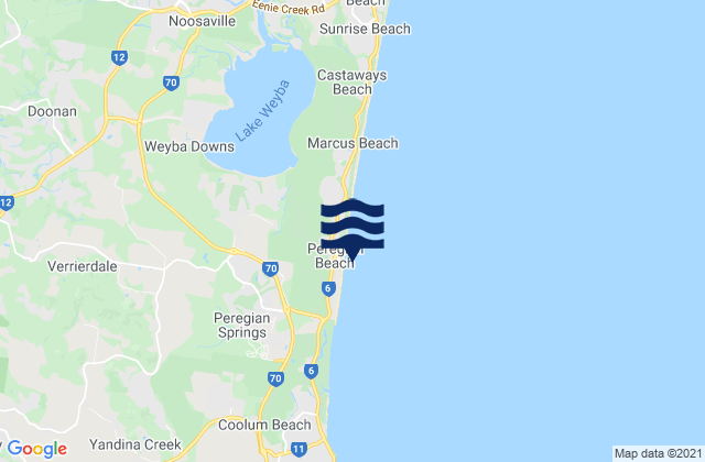 Peregian Beach, Australiaの潮見表地図