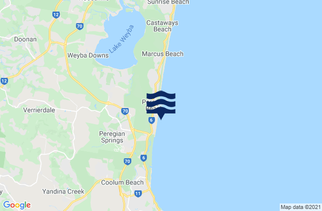 Peregian Springs, Australiaの潮見表地図