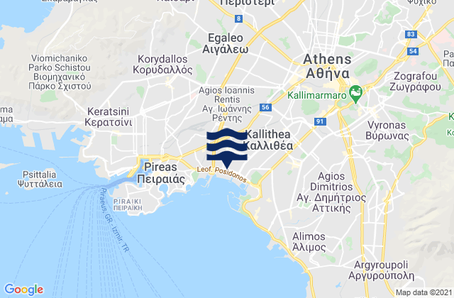 Peristéri, Greeceの潮見表地図