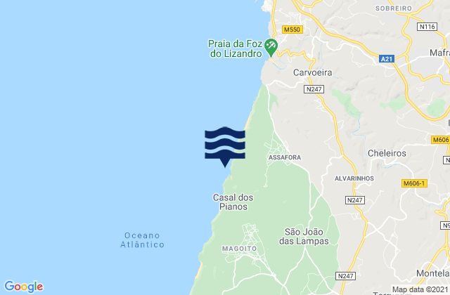 Pero Pinheiro, Portugalの潮見表地図