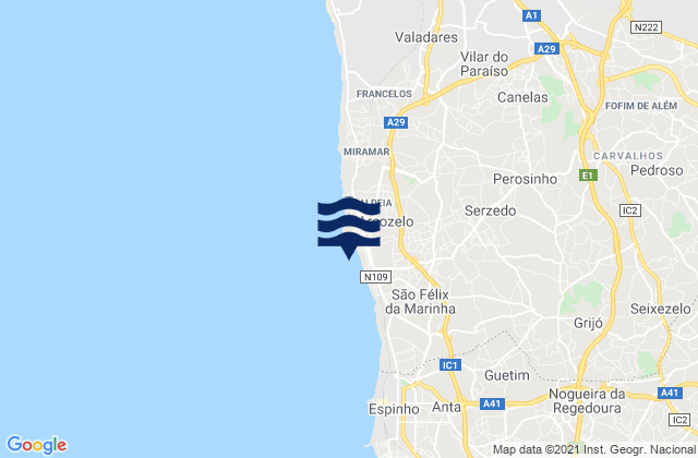 Perozinho, Portugalの潮見表地図