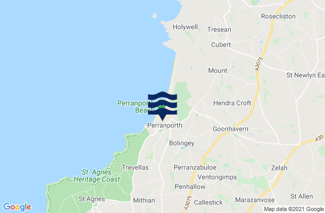 Perranporth, United Kingdomの潮見表地図