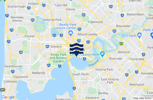 Perth, Australiaの潮見表地図