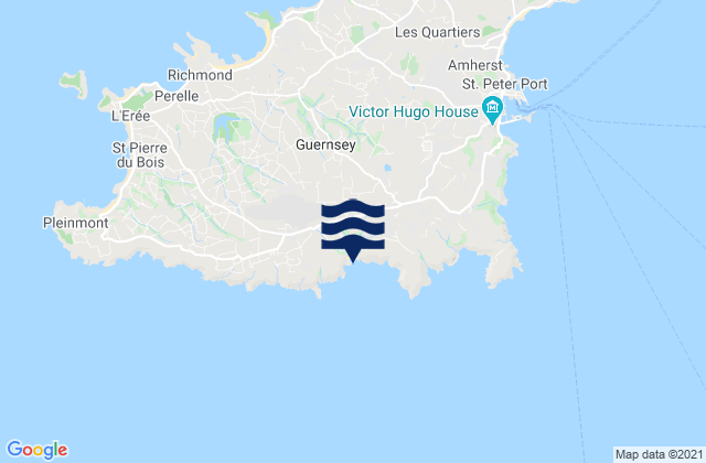 Petit Bot Bay Beach, Franceの潮見表地図