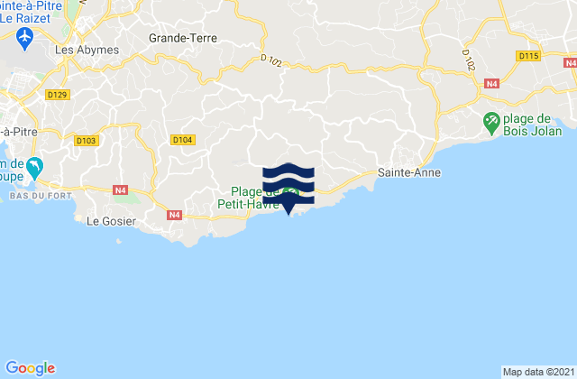 Petit Havre, Guadeloupeの潮見表地図