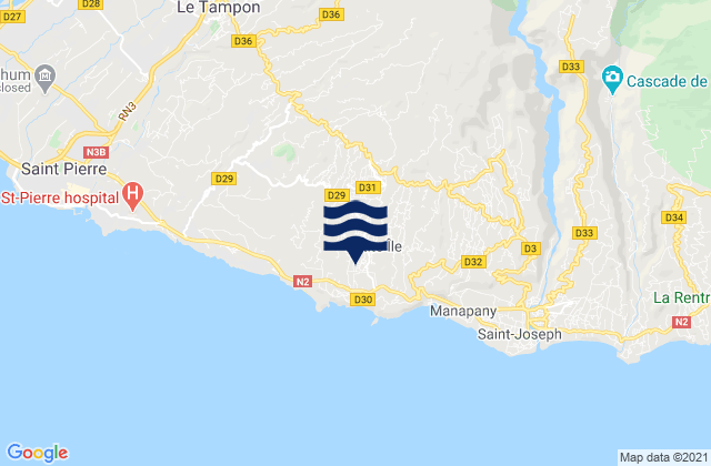 Petite-Île, Reunionの潮見表地図