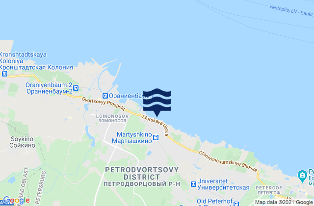 Petrodvorets, Russiaの潮見表地図