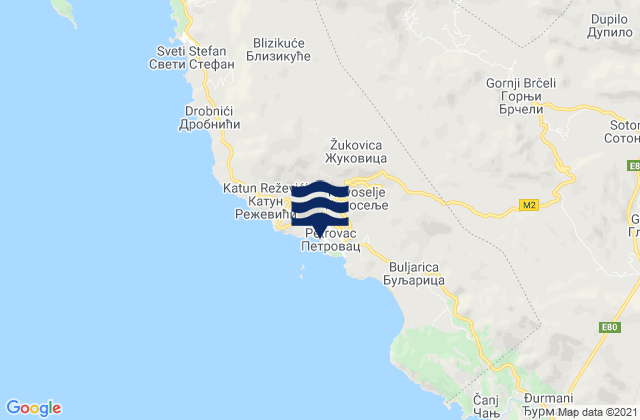 Petrovac na Moru, Montenegroの潮見表地図
