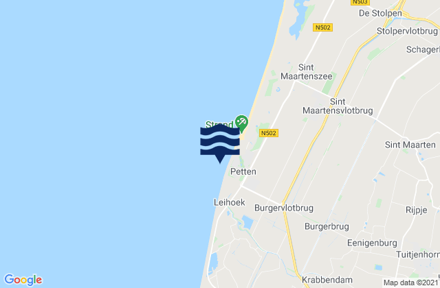 Petten zuid, Netherlandsの潮見表地図