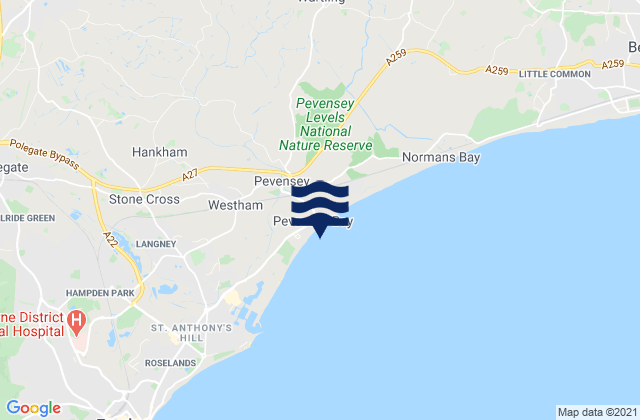 Pevensey Bay Beach, United Kingdomの潮見表地図