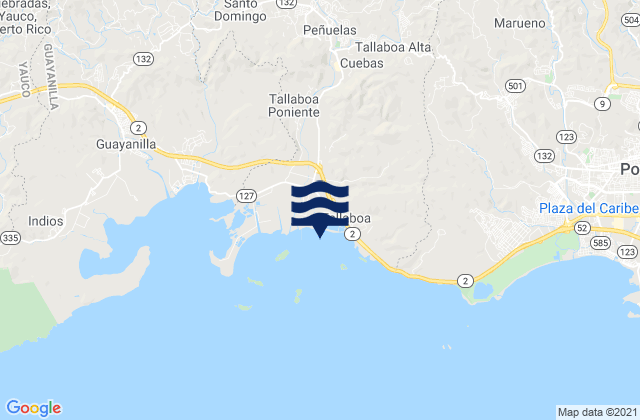 Peñuelas Barrio-Pueblo, Puerto Ricoの潮見表地図