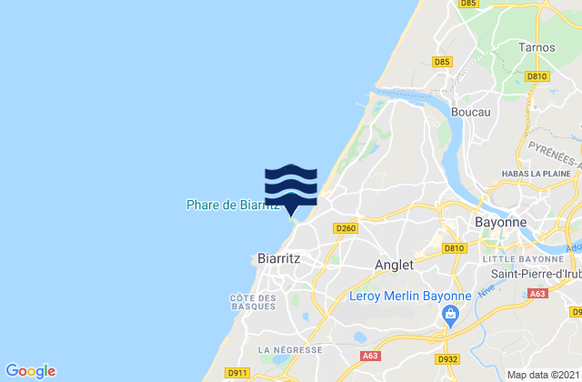 Phare de Biarritz, Franceの潮見表地図
