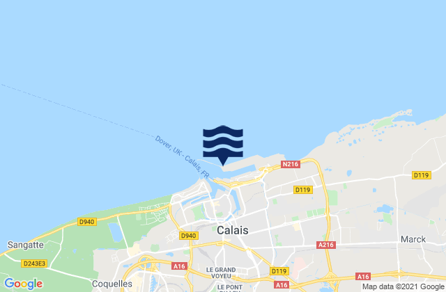 Phare de Calais, Franceの潮見表地図