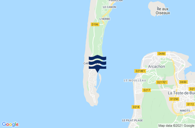 Phare du Cap Ferret, Franceの潮見表地図