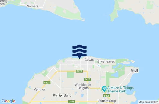 Phillip Island, Australiaの潮見表地図