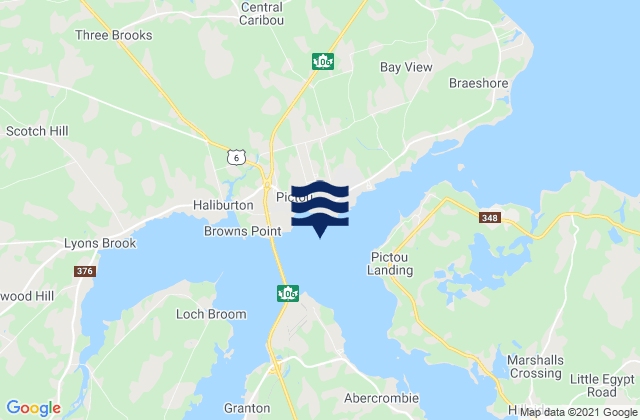 Pictou Harbour, Canadaの潮見表地図